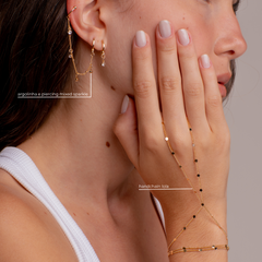 Mix Argolinha e Piercing Mixed Sparkle + Handchain Lola