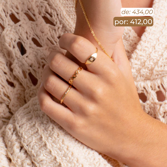 Mix Anéis Mini Flake + Stars + League