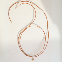 Choker Couro Caramelo Cru