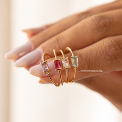 Anel Belle Cristal Topázio Sky Regulável