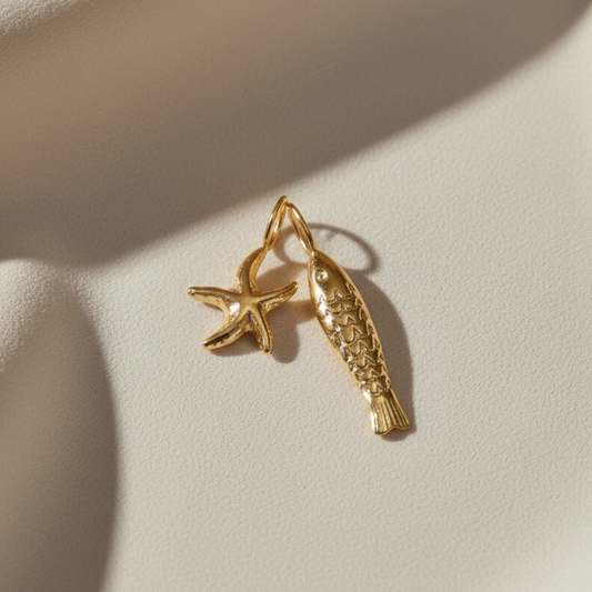 Mix Charm Peixe + Charm Estrela do mar