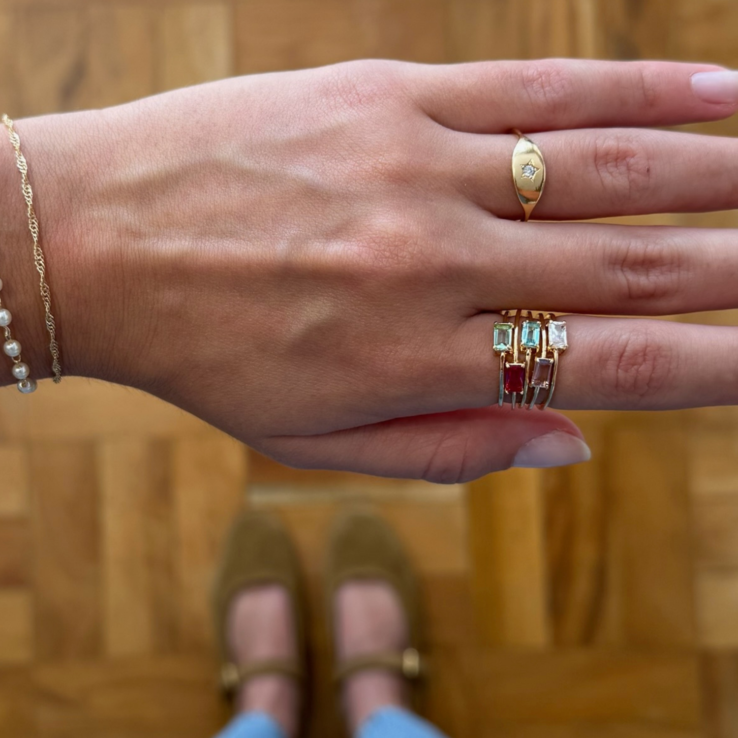 Anel Belle Cristal Berilo Regulável