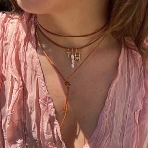 Choker Couro Caramelo Cru