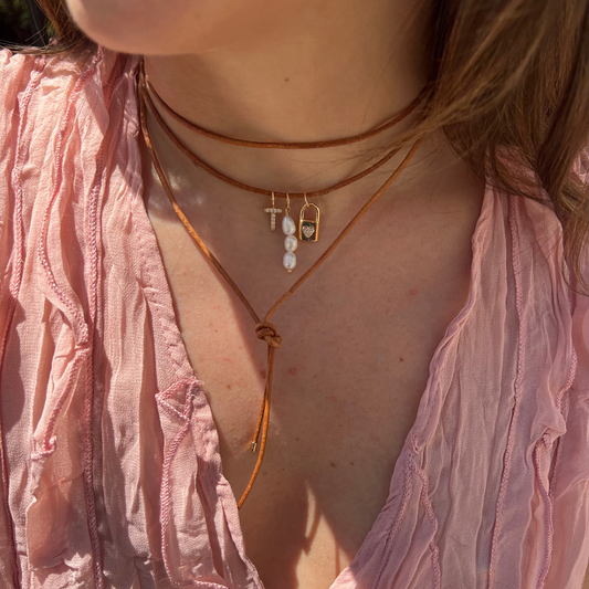 Choker Couro Caramelo Cru