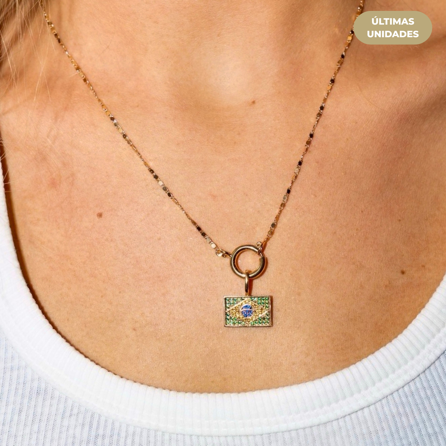 Colar Charm River + Charm Brasil