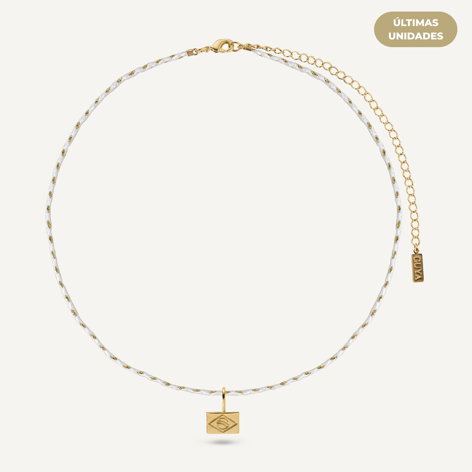 Colar À Brasileira Branco com Dourado