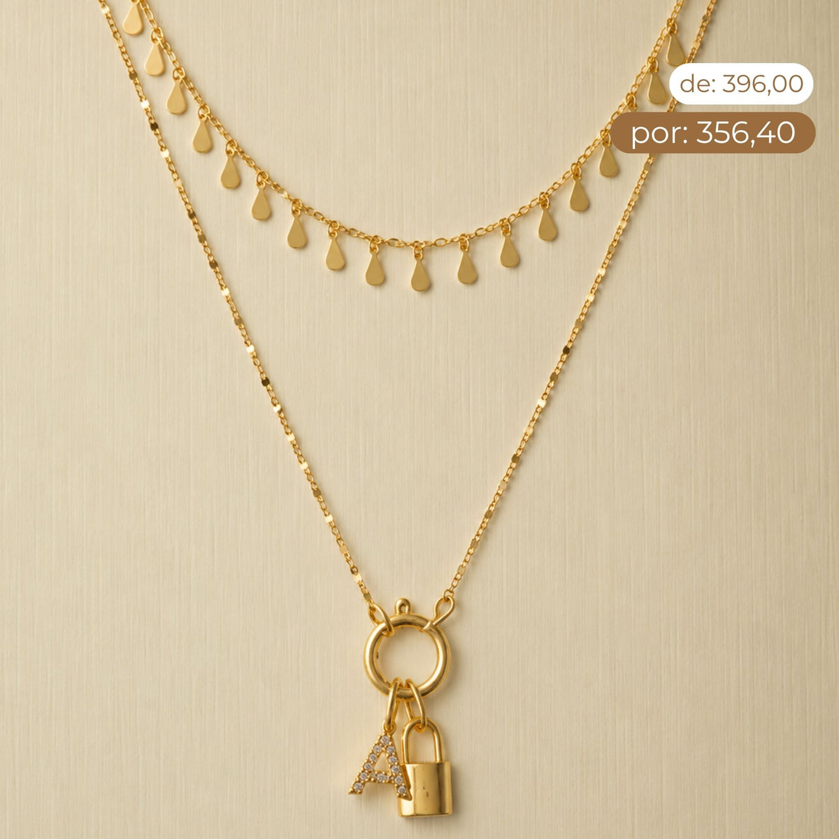 Mix Colar Gotinhas curto + Charm River