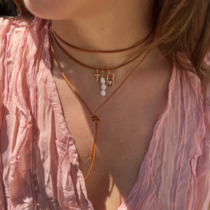 Choker Couro Caramelo Cru