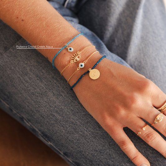 Pulseira Cristal Greek Aqua