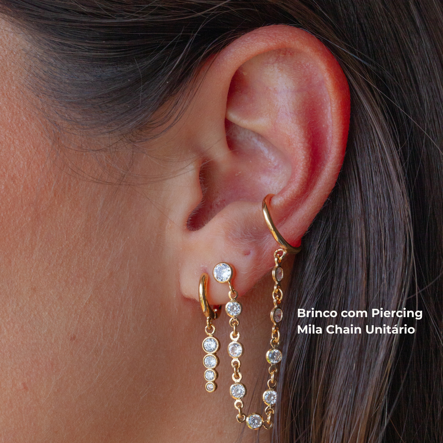 Brinco com Piercing Mila Chain Unitário