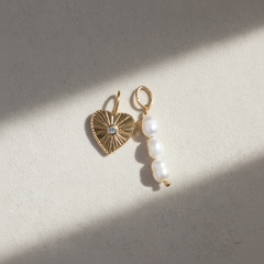 Mix Charm Coração + Charm Pérolas