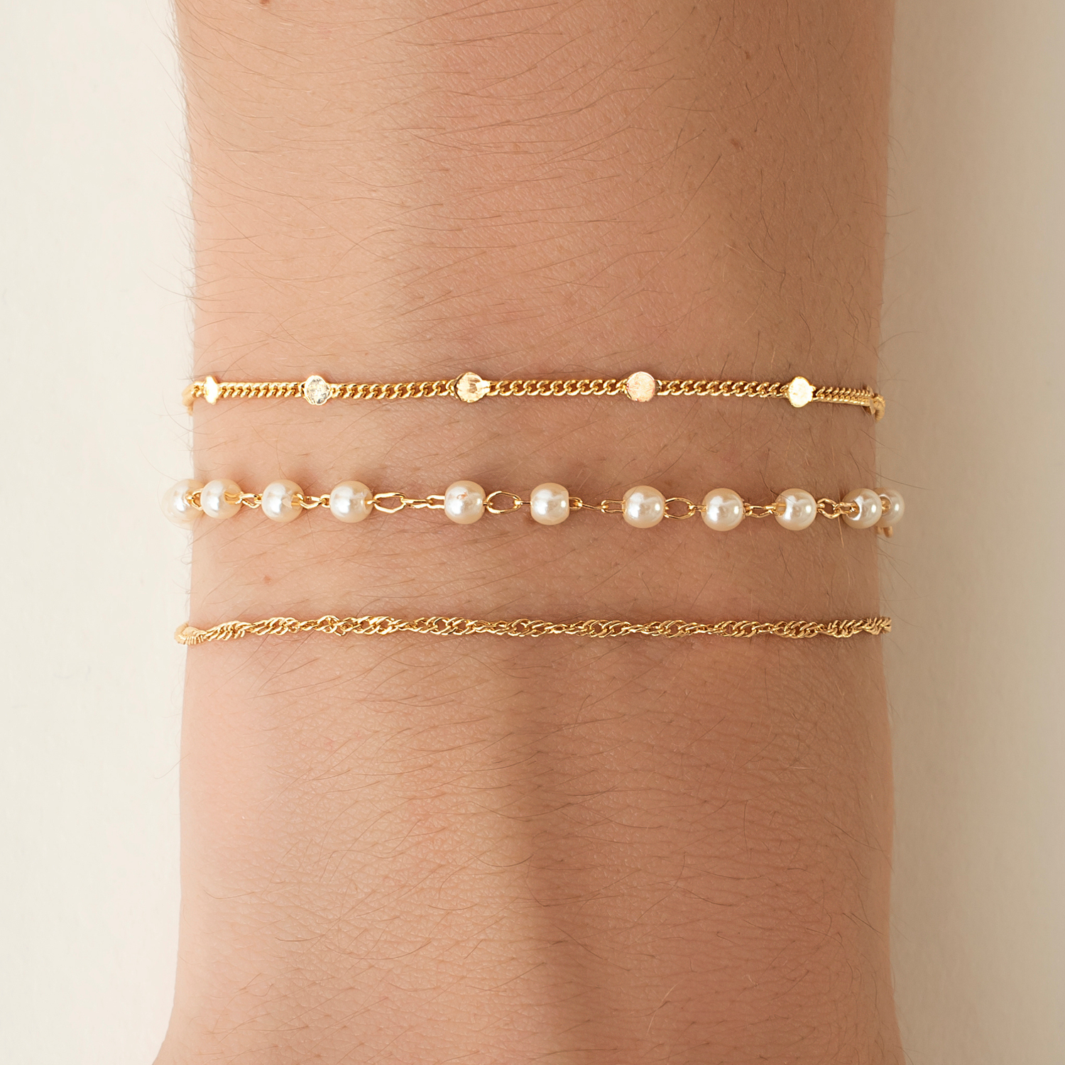 Trio Pulseiras Pearls
